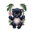 thumbnail image 1 of Cute Panther swinging on swing Playful Animal Wall Art Sticker Designs Vinyl Stickers For Home House Walls Rooms Windows Bedroom Decoration Size (28x28 inch), 1 of 3