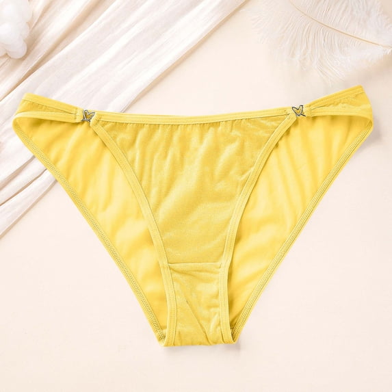 Cute Panties Women's Mesh Breathable Briefs Satin Panties Yellow L