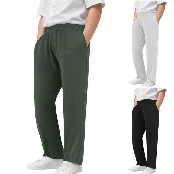 Cute Pants For Girls 10-12 School Boys Uniform Pants Pull On Twill Jogger Pants for Boys School Clothes with Pockets Pants For Boys 5T