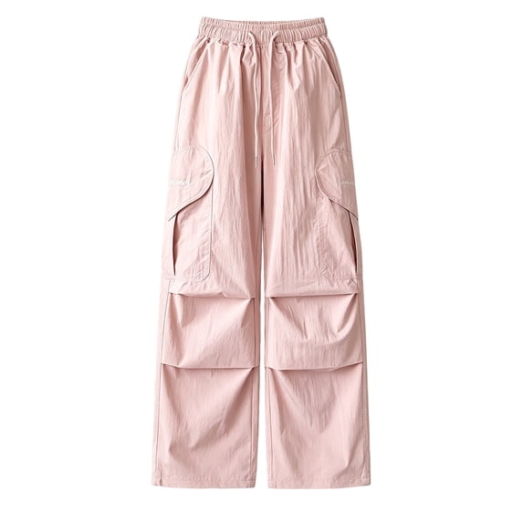 Cute Pants for Girls 10-12 Cargo Girls Parachute Cargo Pants Drawstring Causal Hiking Pants for Girls Pockets Lightweight Running Joggers