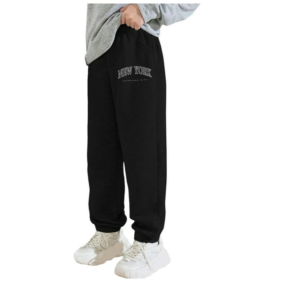 Cute Pants for Girls 10-12 School Baggy Sweatpants for Boys Teens Loose Fit Open Bottom Sweat Pants Elastic Waist Trousers Streetwear with Pockets
