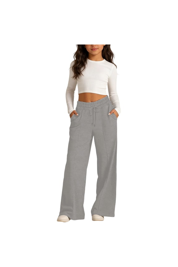 Cute Pants for Girls 10-12 with Bows Girls Sweatpants Kids Drawstring Cargo Pants Teen Girls Wide Leg Joggers Pants with Pockets