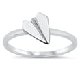 thumbnail image 1 of Cute Paper Airplane Student Origami Ring .925 Sterling Silver Band Jewelry Female Male Unisex Size 4, 1 of 4