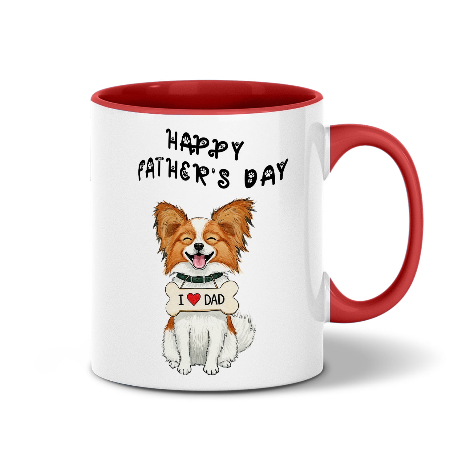 Cute Papillon Loves Dad Happy Father's Day 11oz Accent Two-tone Mug Pap ...