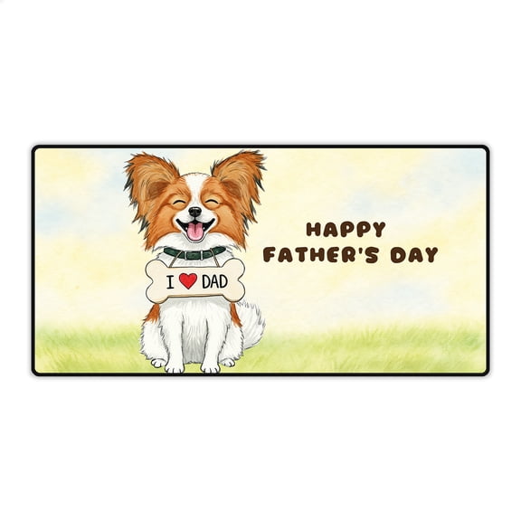 Cute Papillon Loves Dad Happy Father's Day Desk Mat Full Keyboard Mouse Pad Pap Butterfly Dog Lover Large Mousepad - 12008