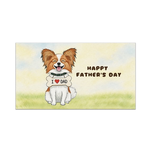 Cute Papillon Loves Dad Happy Father's Day Doormat Pap Butterfly Dog Lover Indoor Outdoor Welcome Mat - 12008