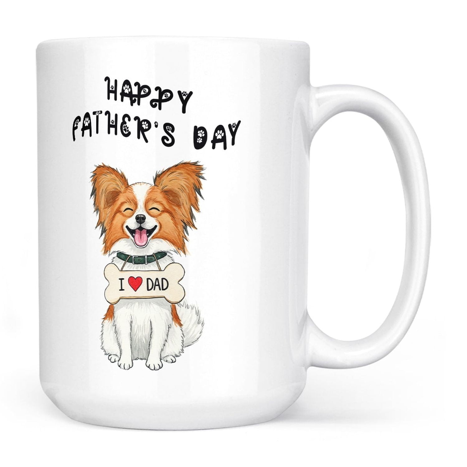 Cute Papillon Loves Dad Happy Father's Day Mug Pap Butterfly Dog Lover ...