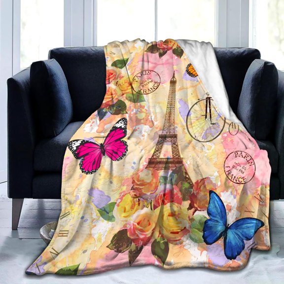 Cute Paris Eiffel Tower Blanket Throw Blankets for Kids Toddler Boys Adults Gifts Bedding Decor Bed Bedroom 50"X40"
