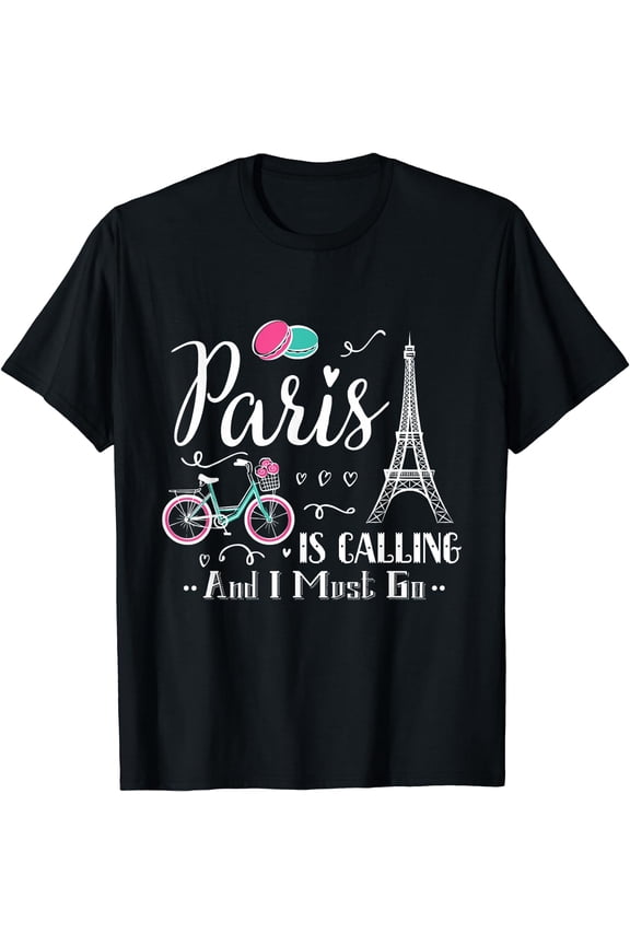 Cute Paris France Vacation Travel Christmas Gift T-Shirt Black Small