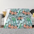 Cute Parrot Flower Palm Leaves Throw Blanket for Couch, Soft Fuzzy