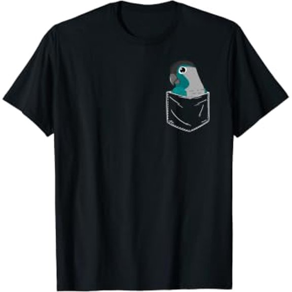 Cute Parrot In A Pocket I Turquoise Green Cheek Conure T-Shirt
