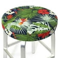 Cute Parrot Monstera Flower Round Bar Stool Seat Covers, Elastic Round