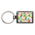 thumbnail image 1 of Cute Parrots Hearts Watercolor Metal Rectangle Keychain, 1 of 7