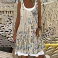 thumbnail image 1 of Cute Party Sun Dresses Daisy Print Knee Length Women's Casual Loose Flowy Tank Sundress for Women Beach Vacation Round Neck Sleeveless Midi Summer Shirt Dress for Women Beige XL, 1 of 5