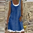 thumbnail image 1 of Cute Party Sun Dresses Daisy Print Knee Length Women's Casual Loose Flowy Tank Sundress for Women Beach Vacation Round Neck Sleeveless Midi Summer Shirt Dress for Women Blue XXXXL, 1 of 6