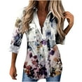 thumbnail image 1 of Cute Party Women Tops Long Sleeve Dressy Casual- 2022 Summer Fall Women's Loose Blouses Long Sleeved Button Down Shirt Leaves Printed Tunic Tops Female Autumn, 1 of 5