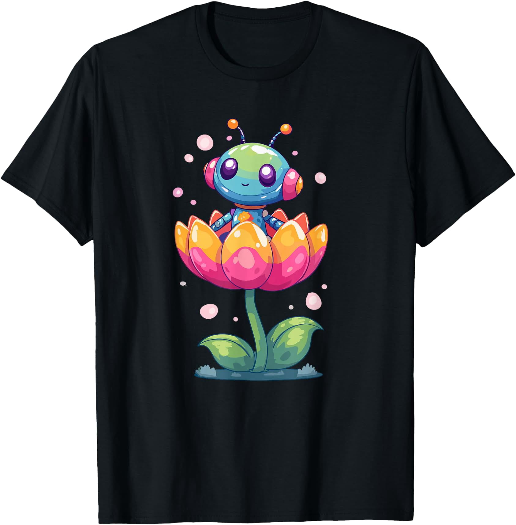 Cute Pastel Alien Sitting in Magical Flower T-Shirt - Walmart.com