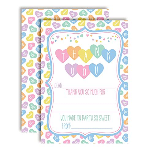 Cute Pastel Candy Hearts Valentine's Day Thank You Notes
