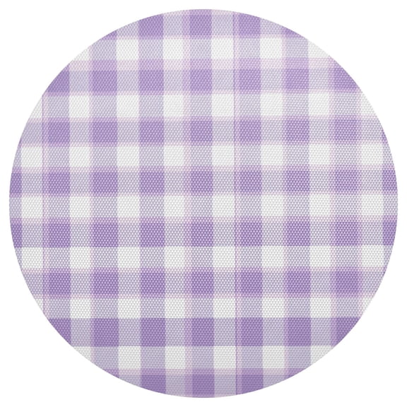 Cute Pastel Lavender Gingham Pattern PVC Round Grid Placemat Table Mat 1 Pc 15.4" x 15.4"