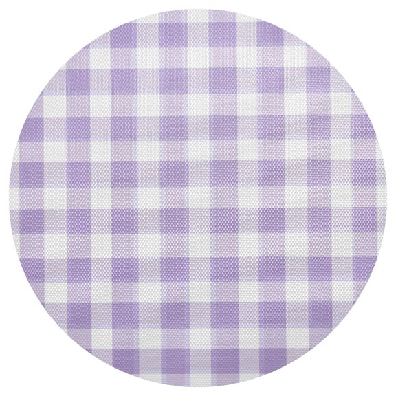 Cute Pastel Purple Gingham Pattern PVC Round Grid Placemat Table Mat 1 Pc 15.4" x 15.4"