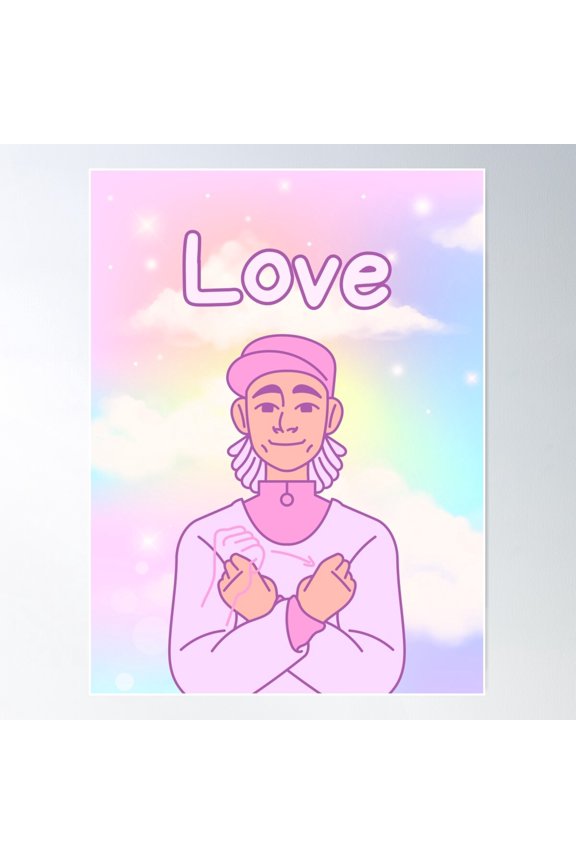 Cute Pastel Rainbow Asl - Love Poster Wall Art, Modern Wall Decor For Living Room Bedroom, 12x18 UNFRAMED