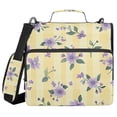 Cute Pastel Yellow Plaids Purple Florals Binder Bag with Shoulder Strap ...