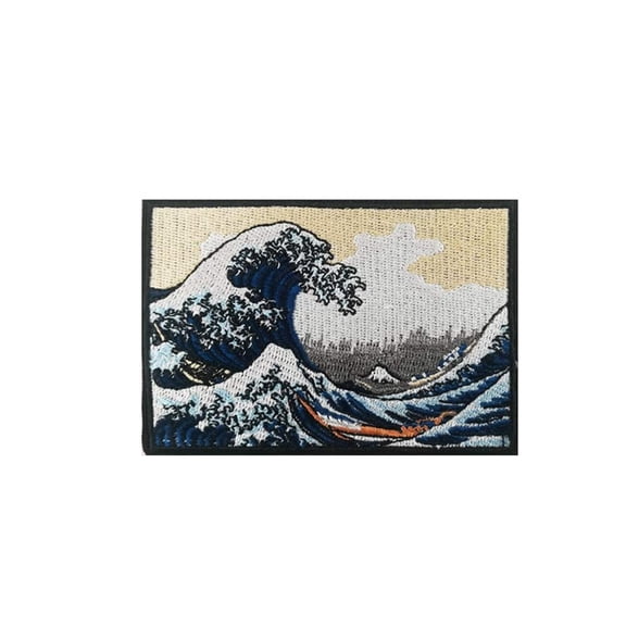 Cute Patch The Great Wave Off Kanagawa Embroidered Iron On Sew On Applique