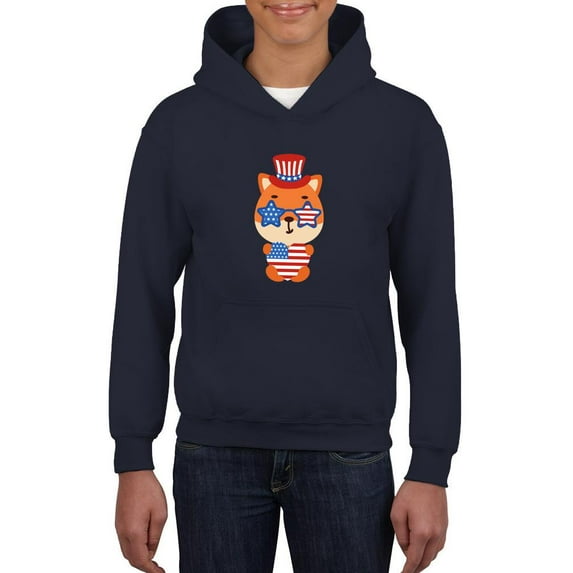 Cute Patriotic Baby Fox Hoodie Juniors -Image by Shutterstock, Large