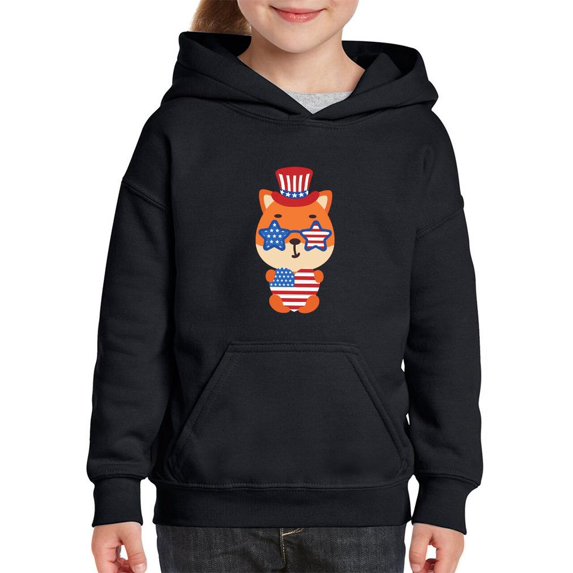 Cute Patriotic Baby Fox Hoodie Juniors -Image by Shutterstock, Medium