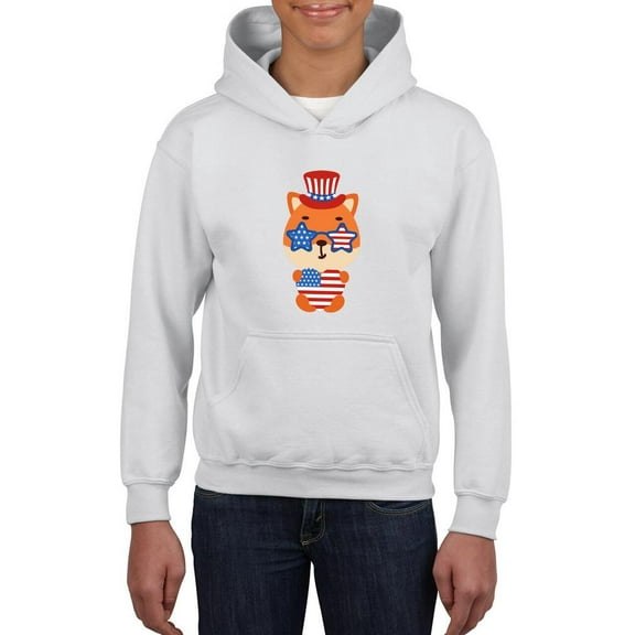 Cute Patriotic Baby Fox Hoodie Juniors -Image by Shutterstock,  Small
