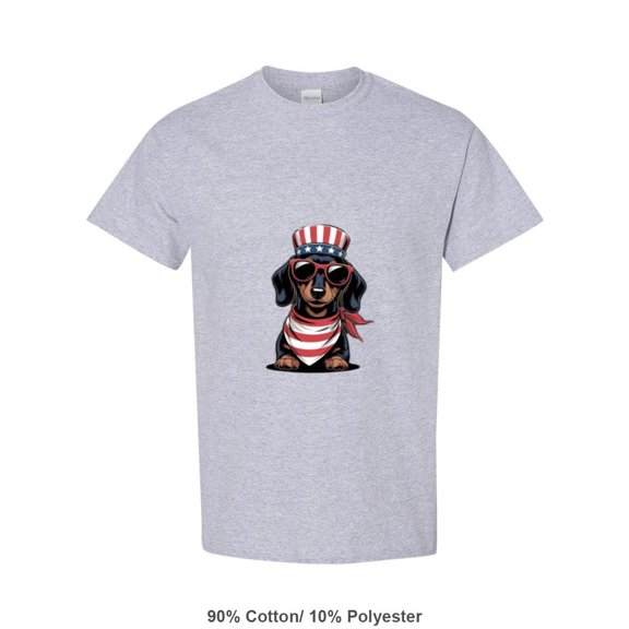Cute Patriotic Dachshund Dog 4th Of July USA Flag Wiener Lover Summer Gift T-Shirt, for men & women, up to size 5XL