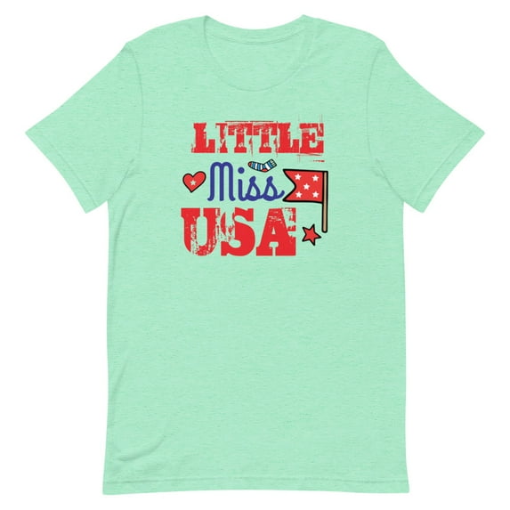 Cute Patriotic Little Misses USA Shirt (Heather Mint, 2XL)