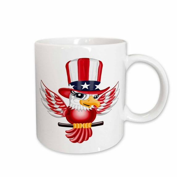 3drose, Cute Patriotic Red, White, and Blue Eagle Illustration, 15oz Mug