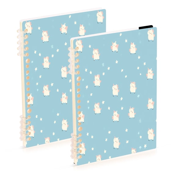 Cute Pattern Design 2-Piece A5 PP Notebooks, Adjustable Rings, 80g Paper, Diary Set