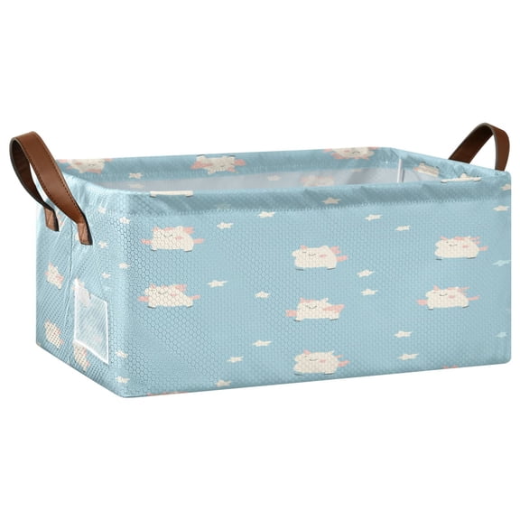 Cute Pattern Design Open Home Storage Bins Foldable Metal Frame Shelf Baskets 16.9x11.4x7.7in Water-Resistant