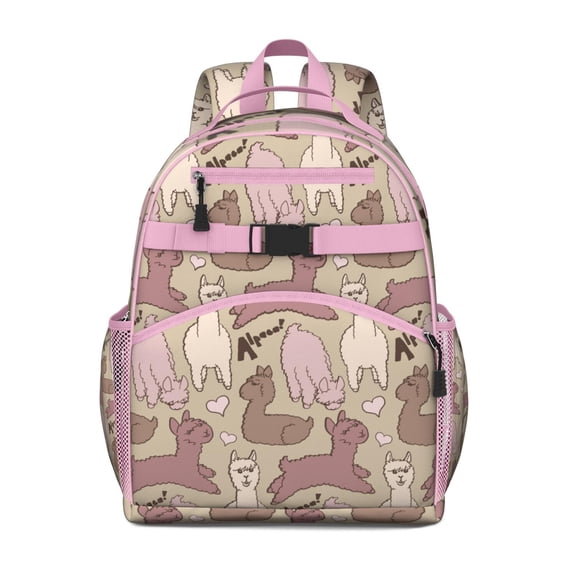 Cute Pattern Llama Face Backpack - Durable Book Bag for Teens with Breathable Back Panel & Secure Fit Chest Strap
