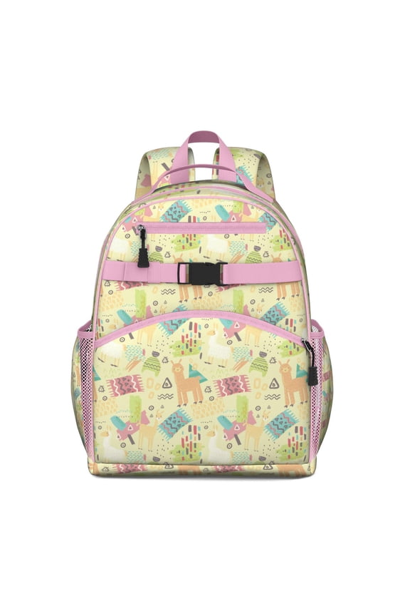 Cute Pattern Llama Face Backpack - Durable Book Bag for Teens with Breathable Back Panel & Secure Fit Chest Strap