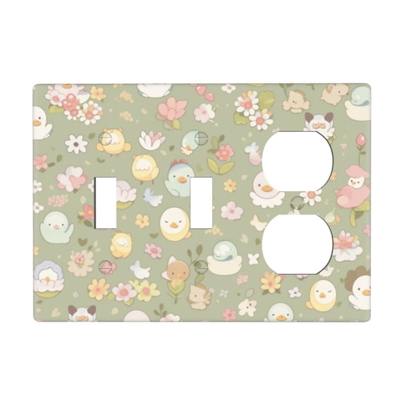 Cute Pattern Switch Cover Decorative Wall Plate 3-Gang 2-Toggle 1-Duplex Standard Size