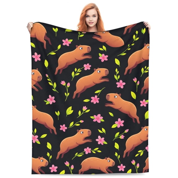 Cute Pattern Throw Blanket, Charming Animal Print, Soft Flannel Blanket for Couch, Cozy Present for Animal Lovers 50x40