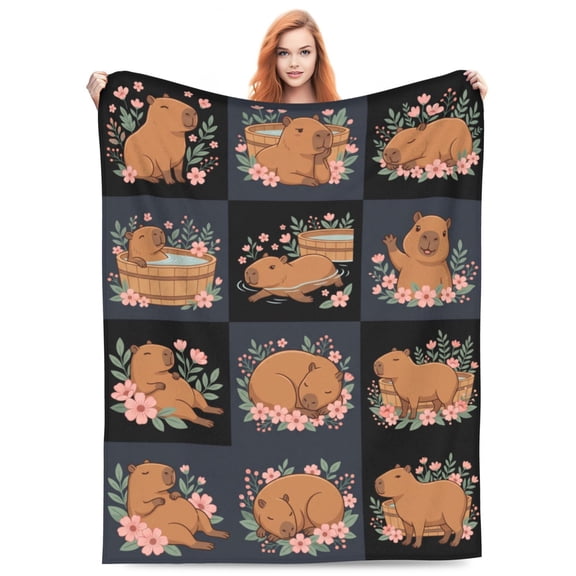 Cute Pattern Throw Blanket, Charming Animal Print, Soft Flannel Blanket for Couch, Cozy Present for Animal Lovers 50x40