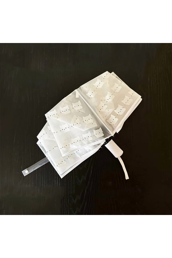 Cute Pattern Transparent Umbrella - Automatic Fold, &, Compact Travel Umbrella with 8-Rib Design, Durable Plastic & Iron Frame