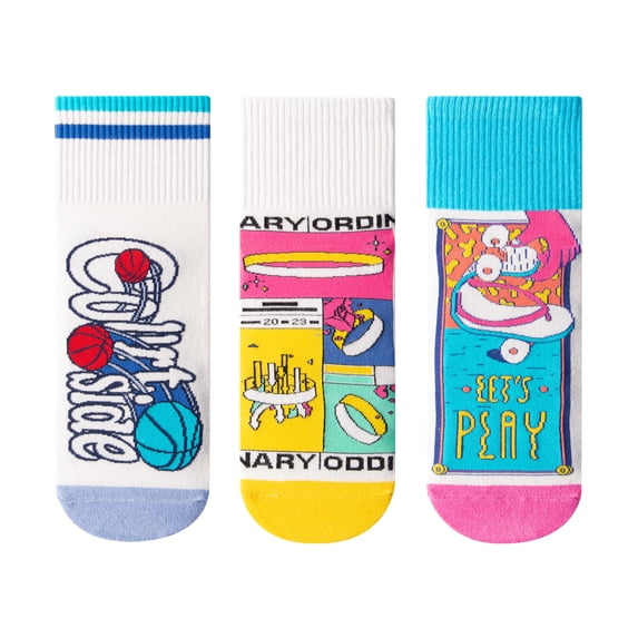 Cute Patterned Crew Socks Seamless Girls Boys Cotton Funny Novelty Animal Flower Soft Socks Gifts 3 Pairs