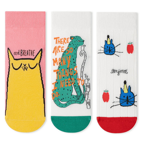 Cute Patterned Crew Socks Seamless Girls Boys Cotton Funny Novelty Animal Flower Soft Socks Gifts 3 Pairs