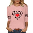 thumbnail image 1 of Cute Paw Heart Shirts for Women Casual 3/4 Length Sleeve Tshirt Crewneck Pullover Top Blouse Trendy, 1 of 3