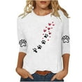 thumbnail image 1 of Cute Paw Heart Shirts for Women Casual 3/4 Length Sleeve Tshirt Crewneck Pullover Top Blouse Trendy, 1 of 3
