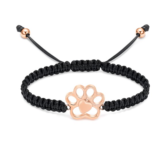 Cute Paw Locket Adjustable Braided Rope Bracelet Cremation Jewelry For Ashes Bracelets Funeral Urn Bracelet for Ashes Holder