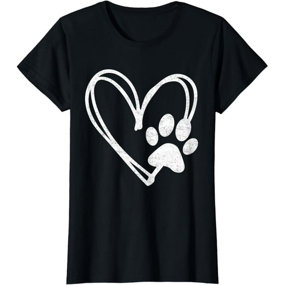 Cute Paw Print Heart Cool Dog Cat Mom Dad Pet Animal Lover T-Shirt