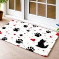 thumbnail image 1 of Cute  Paw Print Heart Flannel Mat, Non-Slip Rubber Bottom, Machine Washable Rug for Bedroom, Living Room, Office, Bathroom, Door Mat, 1 of 16