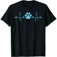 thumbnail image 1 of Cute Paw Print Heartbeat Dog Lovers Veterinarian Gifts T-Shirt100% pure cotton short-sleeved shirt for both men and women, 1 of 6