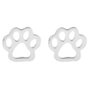 ZETSHION Cute Paw Print Small Stud Earrings for Women Girls Cartilage Stainless Steel Hollow Cat Dog Puppy Animal Tragus Tiny Studs